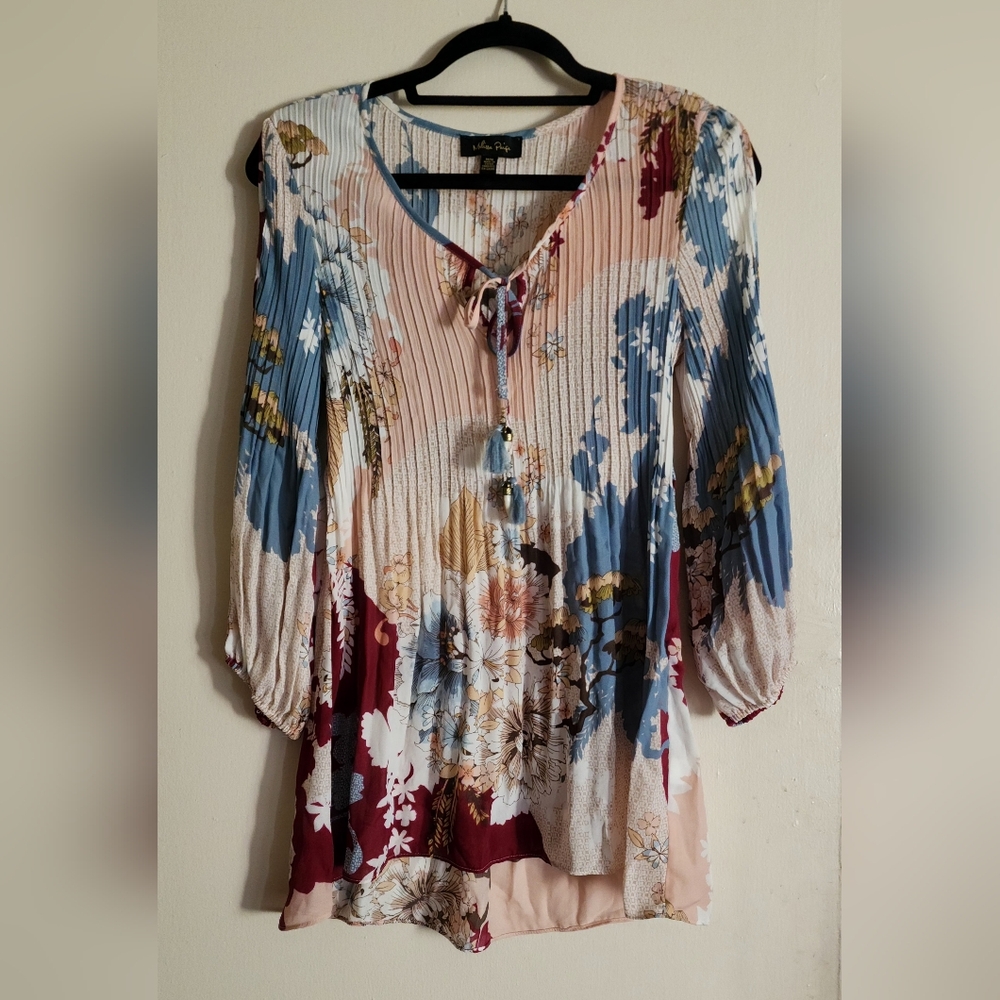 Melissa Paige Multicolor Cut Out Sleeve Floral Blouse
